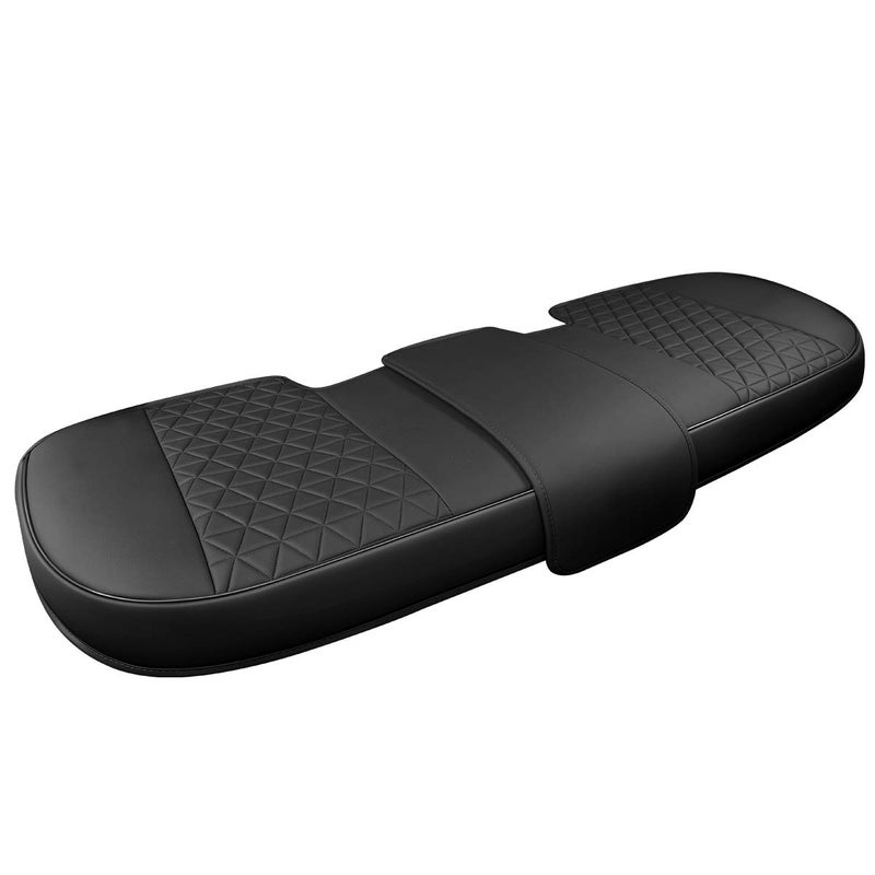 Black Panther Luxury PU Leather Rear Car Seat Cover Adjustable Length (49-55'') Back Seat Protector Fits 90% Vehicles (Sedan SUV Truck), for Seat Bottom Only, Triangle Quilting Design, Black - Image 1